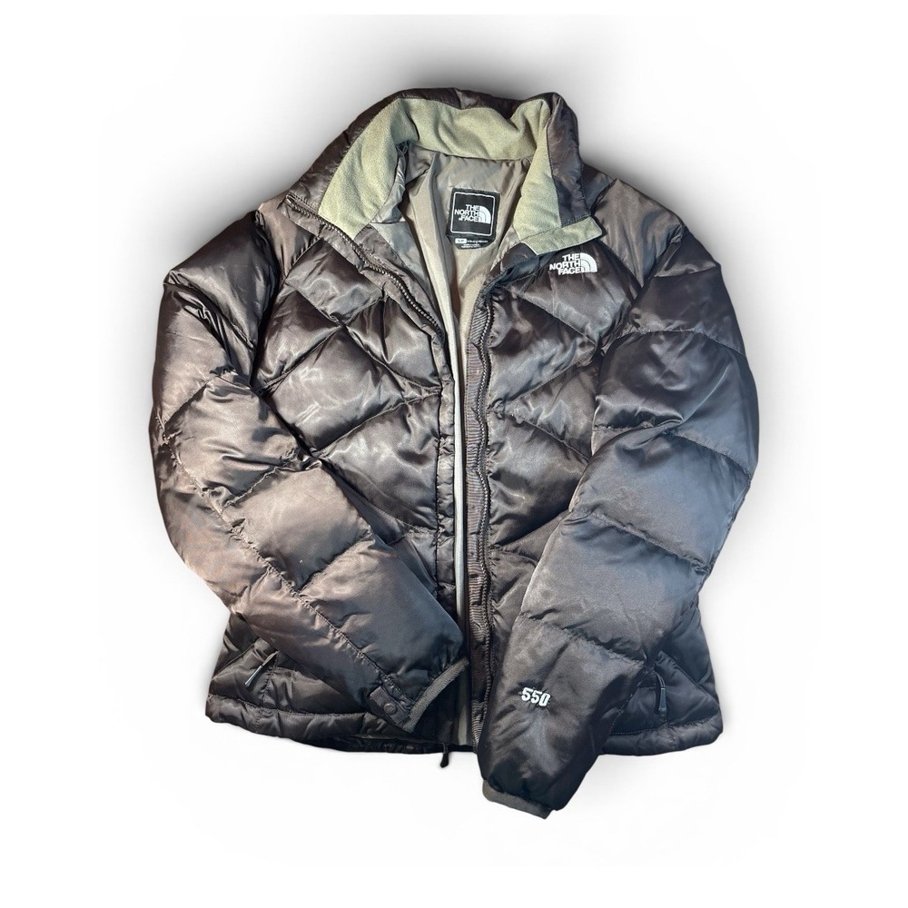 The North Face 550 Quilted Puffer Jacket Brown Full Zip Collared Women's Size S